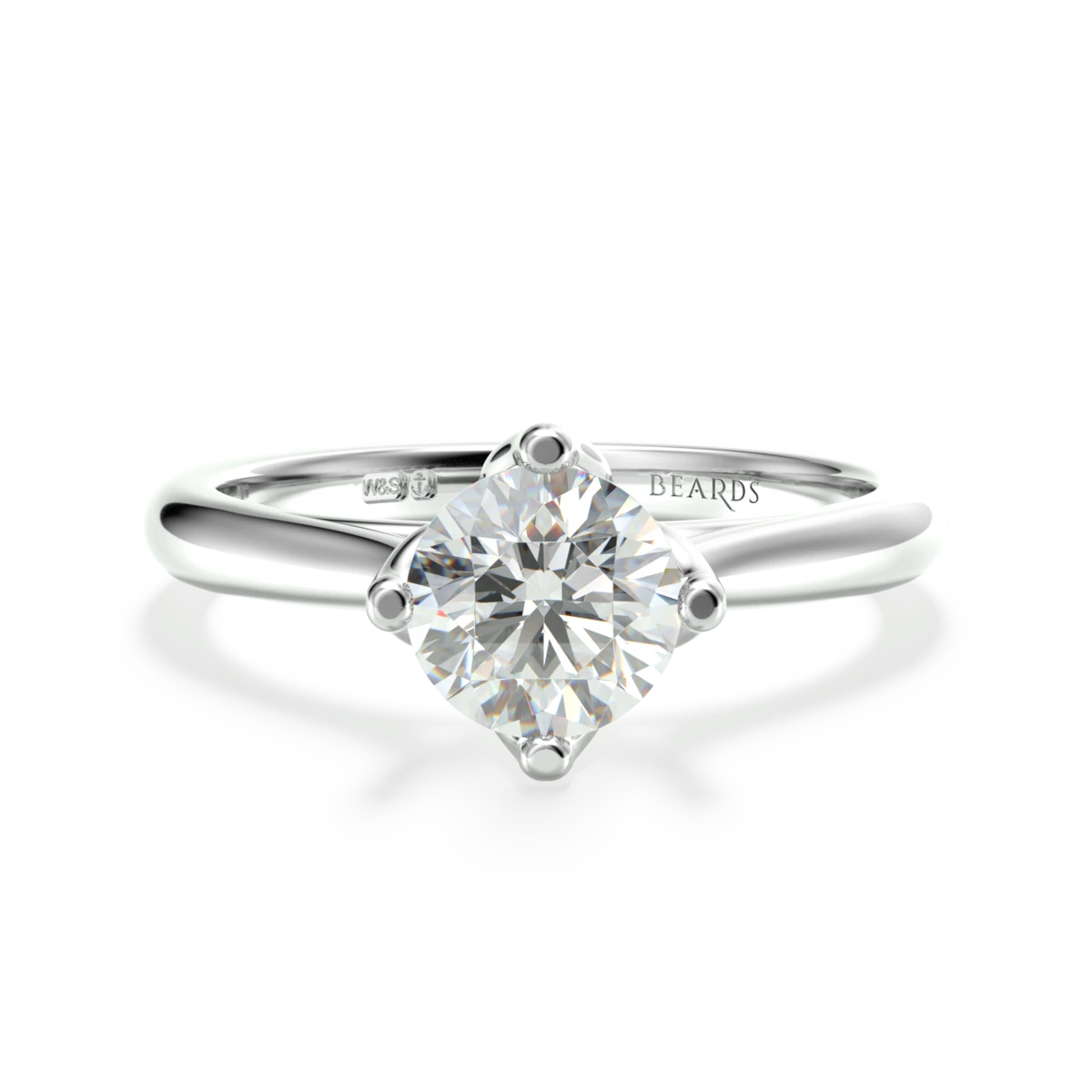 Beards Jewellers clean solitaire ring in platinum