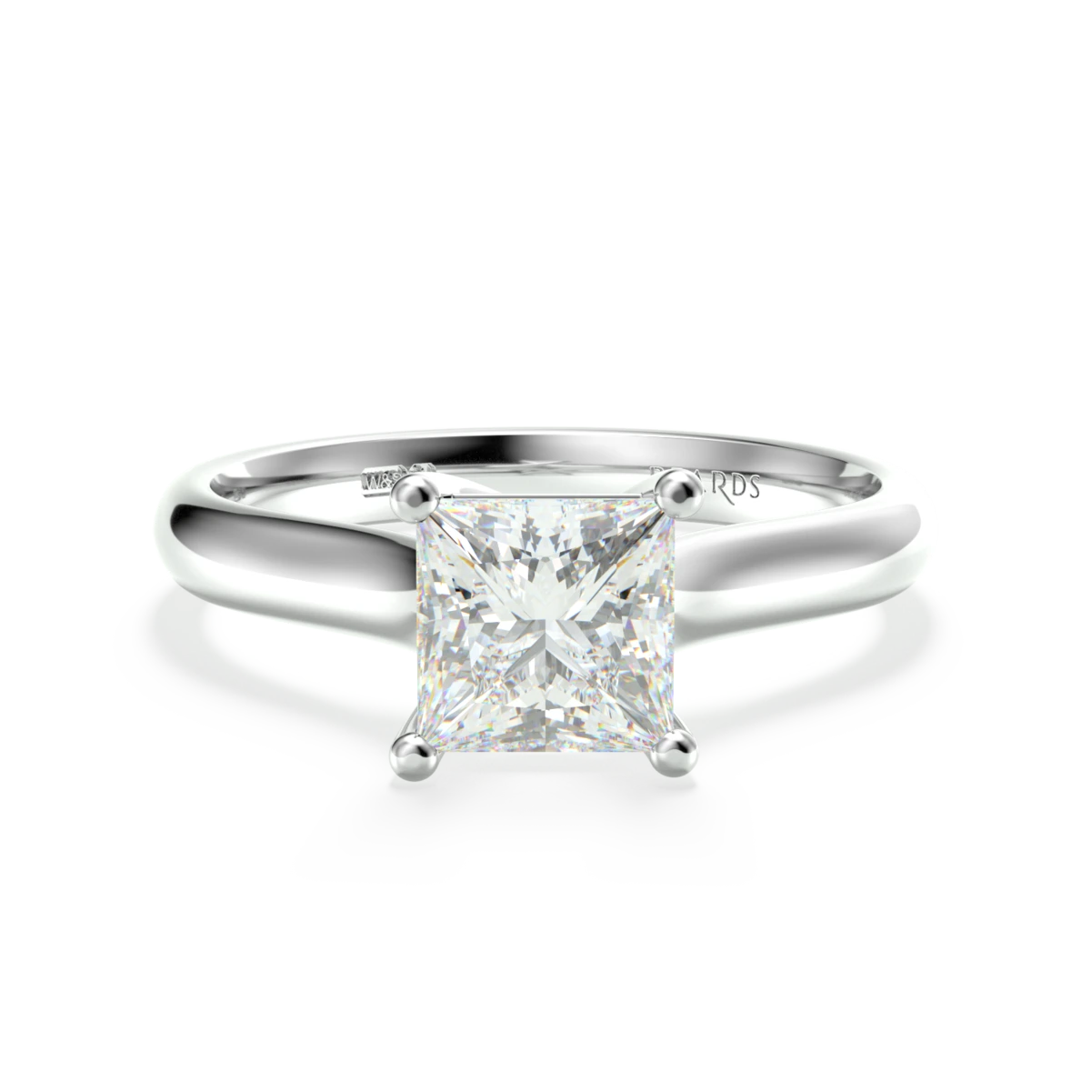 Beards Jewellers minimal princess-cut ring in platinum
