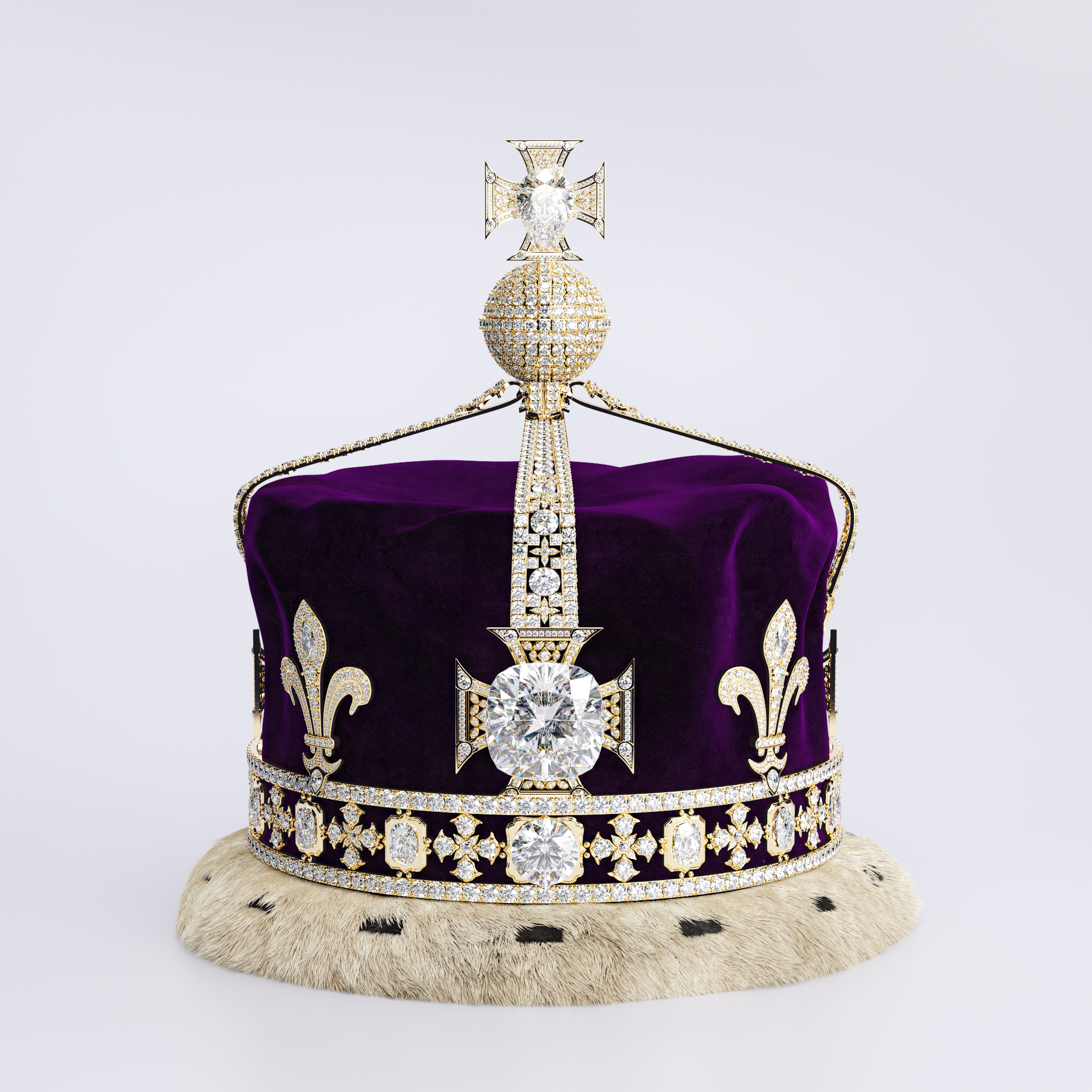 Queen Mother's Crown rendered in purple velvet and gold