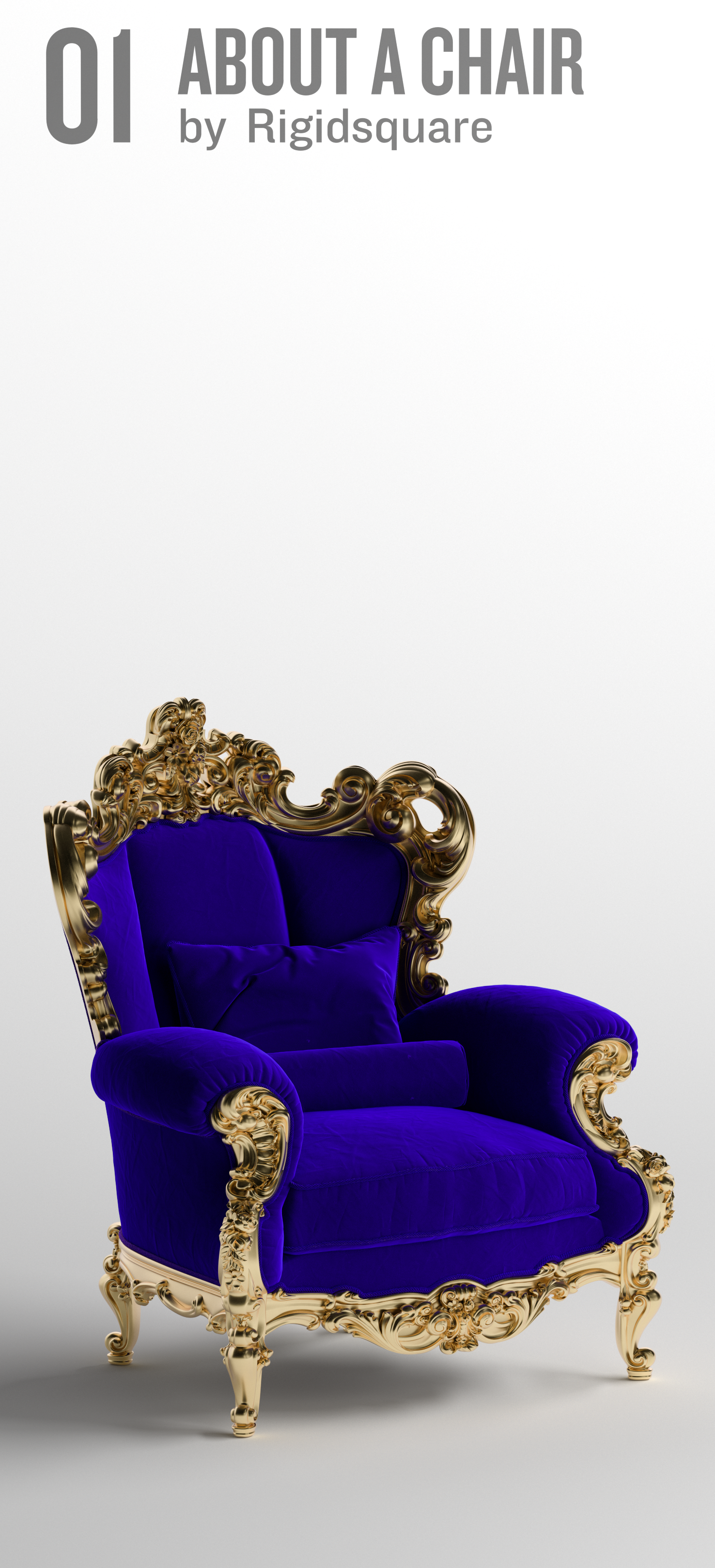 Purple and gold ornate chair visualization