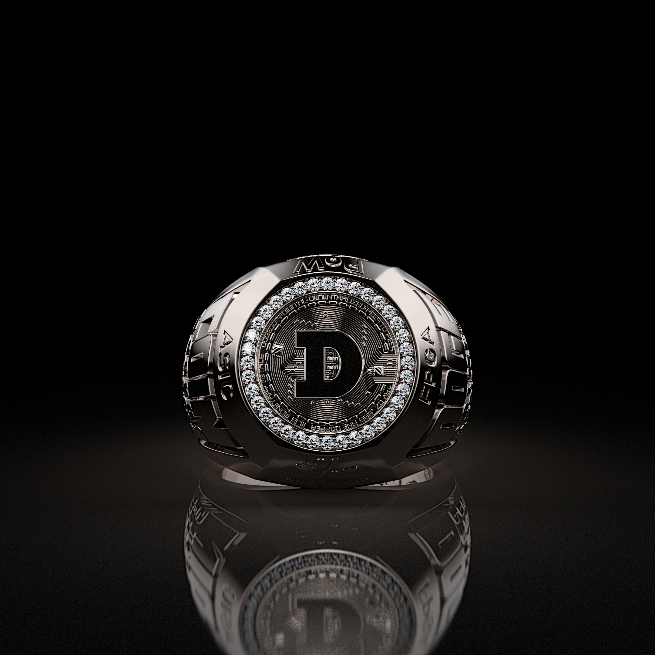 Custom silver Doge ring designed for physical production